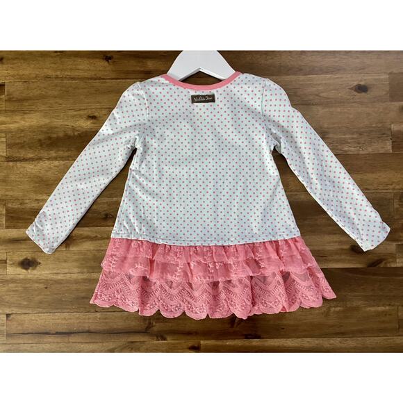 Matilda Jane The Adventure Begins Jump Rope Tunic Green Pink Polka Dot Knit Top - Picture 5 of 9